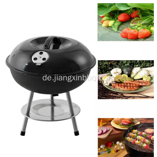 14&#39;&#39; Tragbarer runder, einfach zusammengebauter Holzkohle-BBQ-Grill